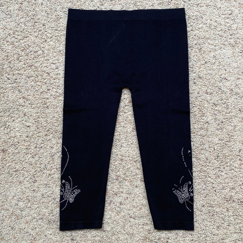 Women’s Large black Soho Lady yoga/stretchy bling capris. - Picture 1 of 10